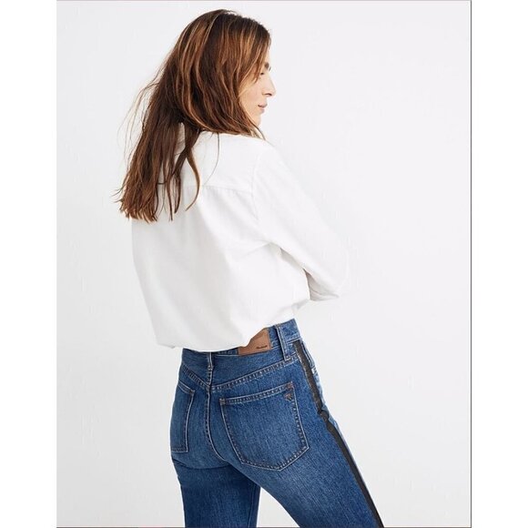 Madewell The Perfect Vintage Jean: Metallic Tuxedo Stripe Edition Blue Womens Si - Picture 4 of 12